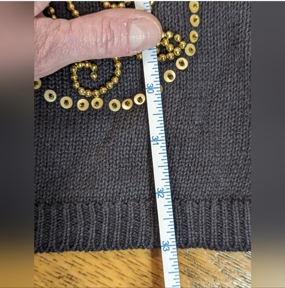 Womens Sweater Dress Black & Gold Beaded Spangles Size Small VTG 80s L'EAU VIVE - Picture 14 of 15